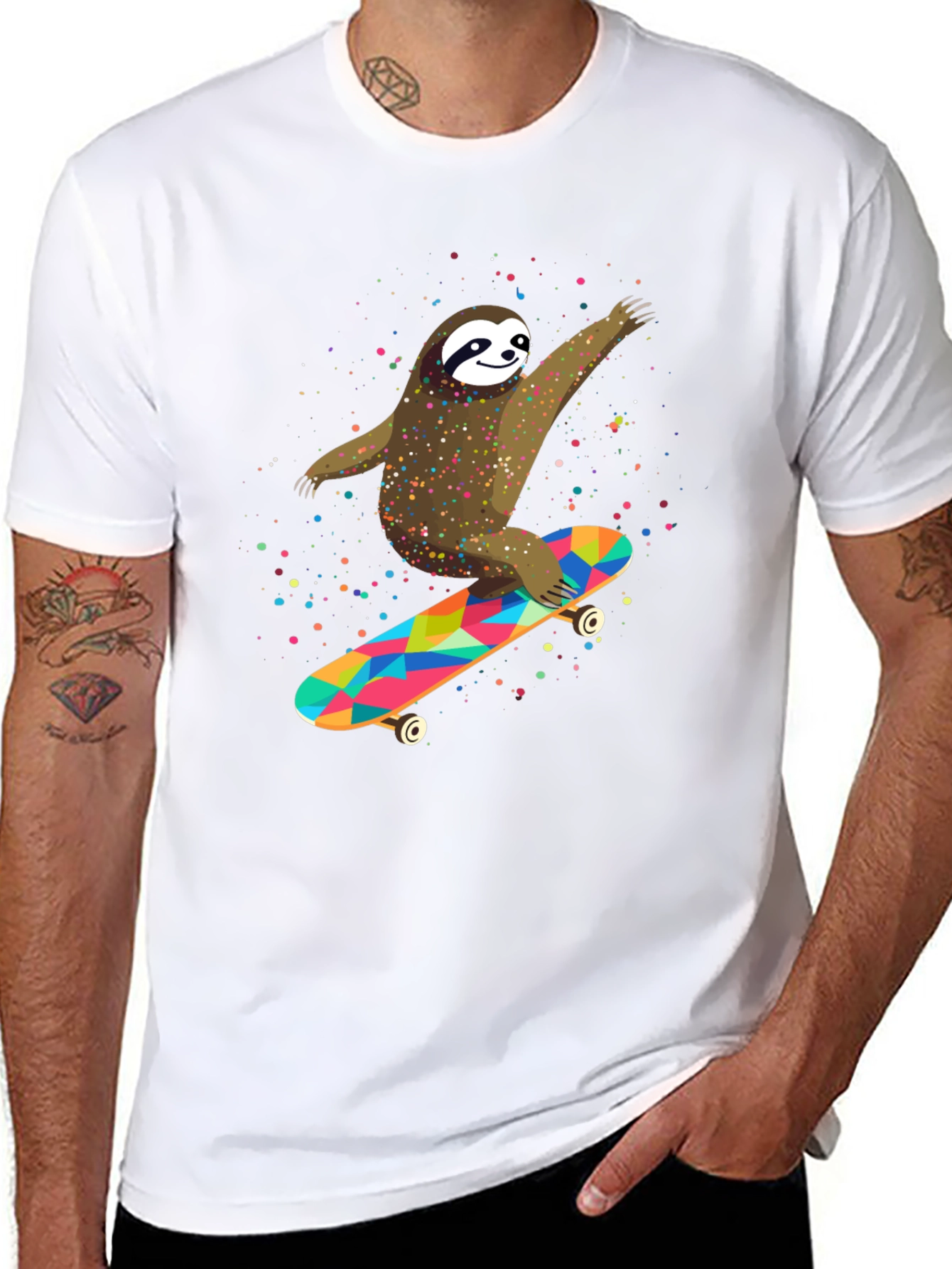 Sloth Skateboarder Graphic Tee - Fun & Unique Design