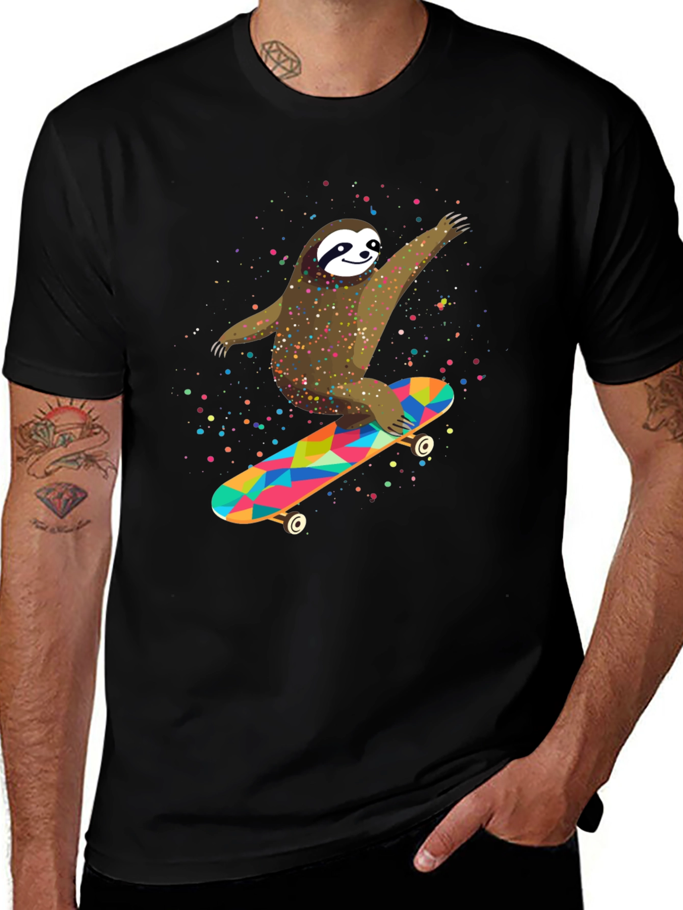 Sloth Skateboarder Graphic Tee - Fun & Unique Design