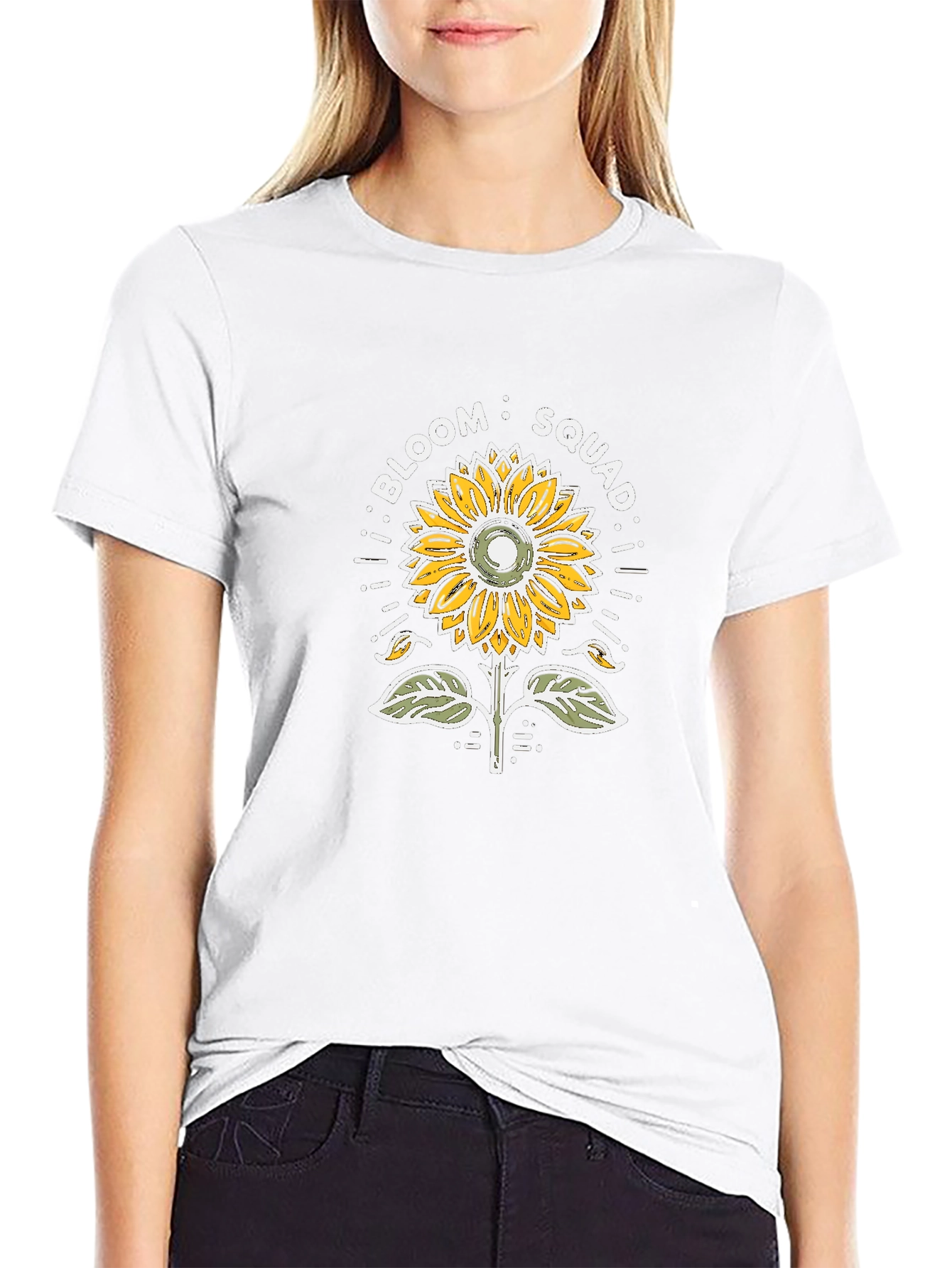 Bloom Squad Sunflower Graphic Tee - Black Cotton