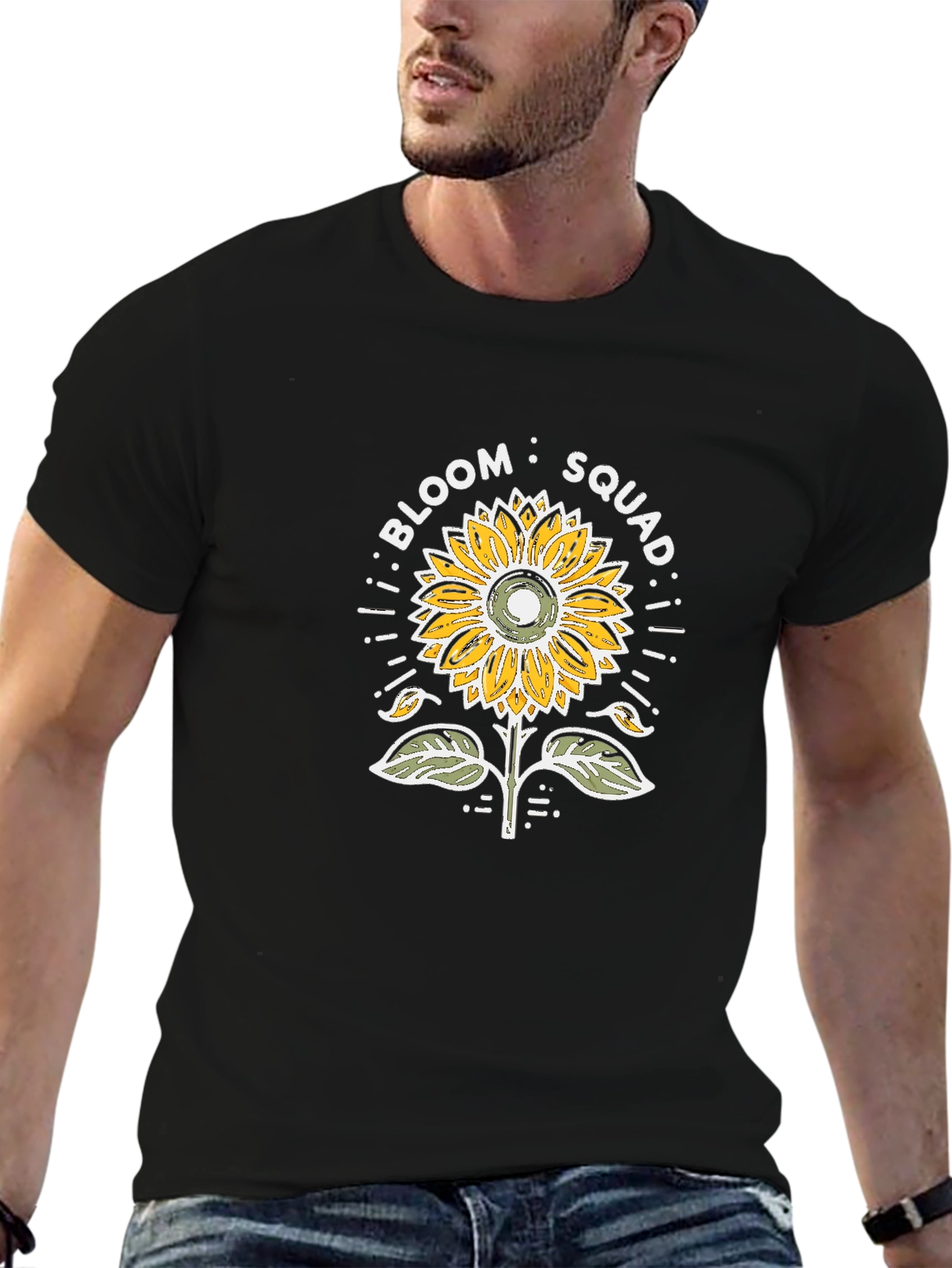 Bloom Squad Sunflower Graphic Tee - Black Cotton