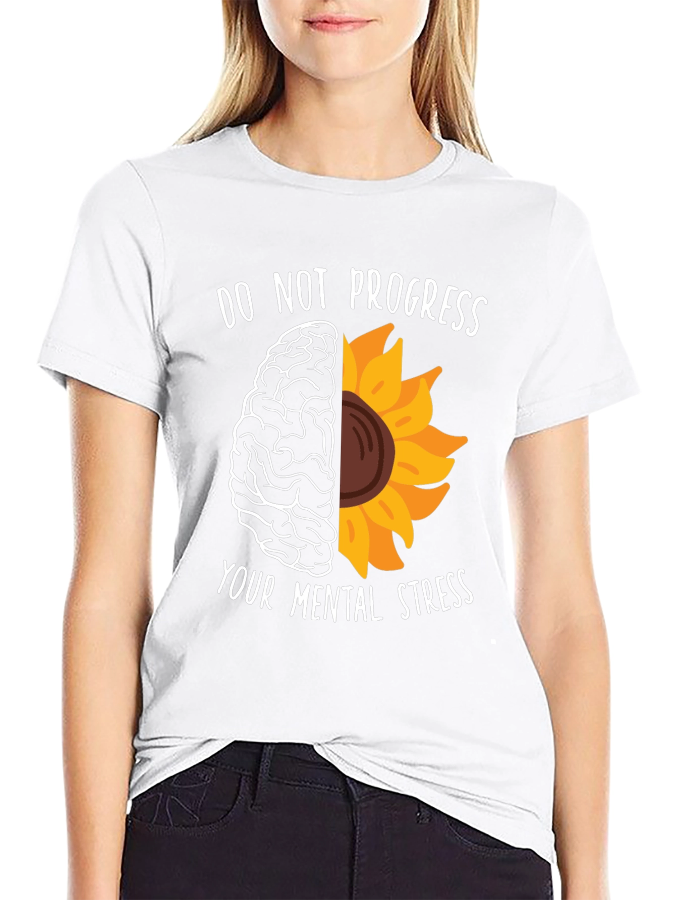 Brain Sunflower Graphic Tee - Mental Health Awareness