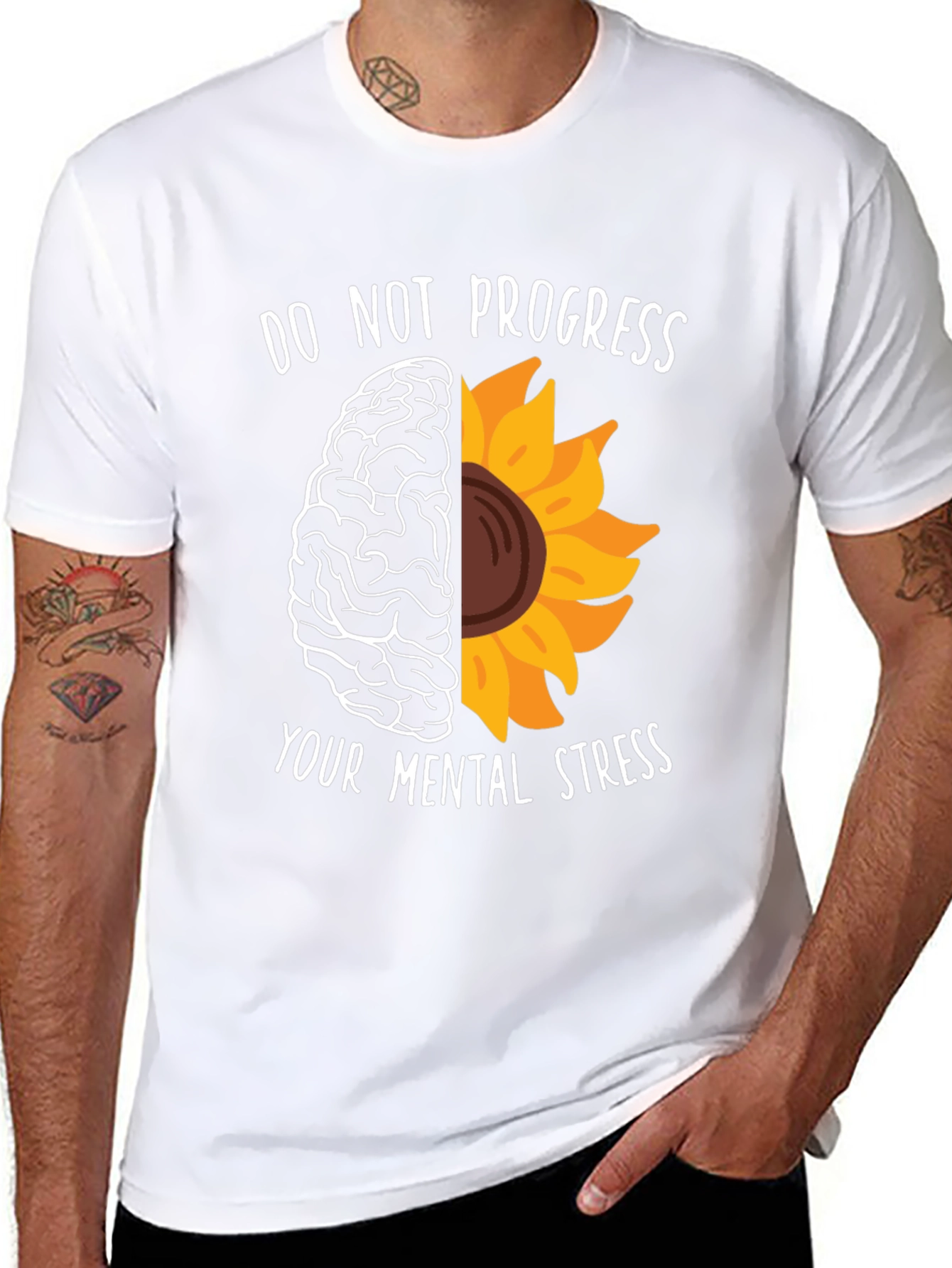Brain Sunflower Graphic Tee - Mental Health Awareness