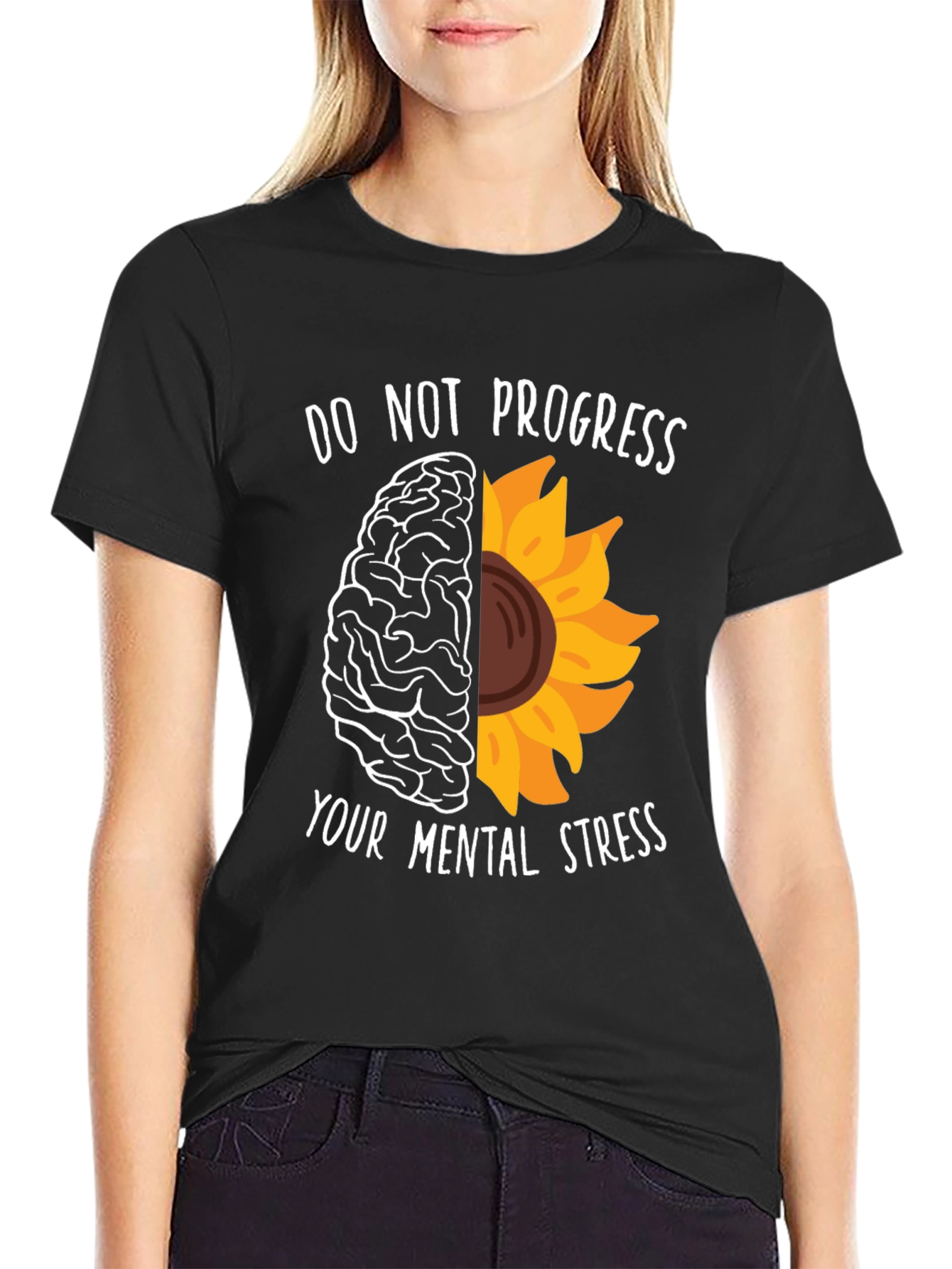 Brain Sunflower Graphic Tee - Mental Health Awareness