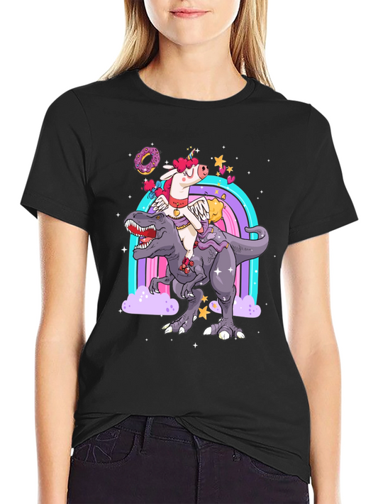 Unicorn Dinosaur Rainbow Graphic Tee