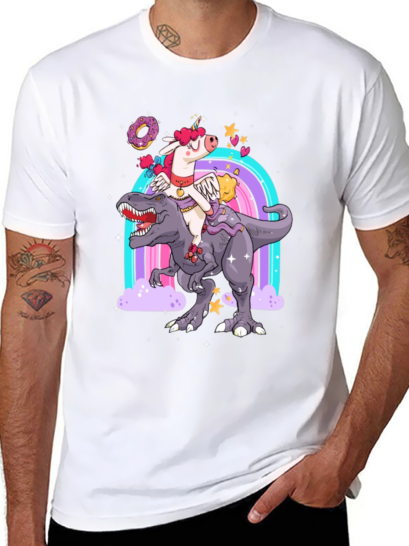 Unicorn Dinosaur Rainbow Graphic Tee