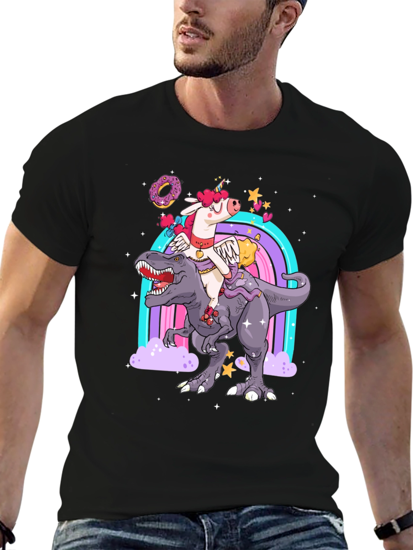 Unicorn Dinosaur Rainbow Graphic Tee