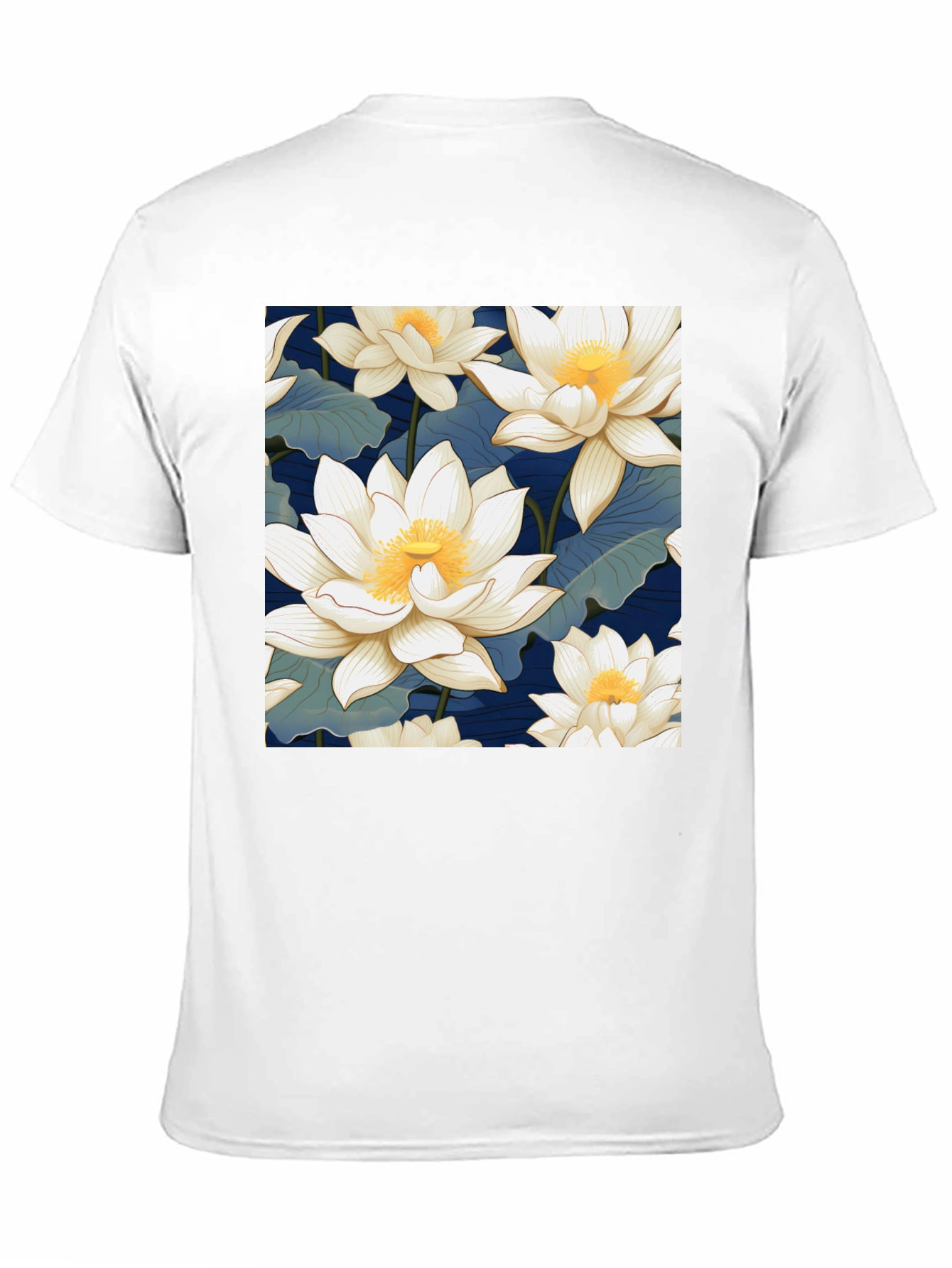 Lotus Flower Print Black T-Shirt