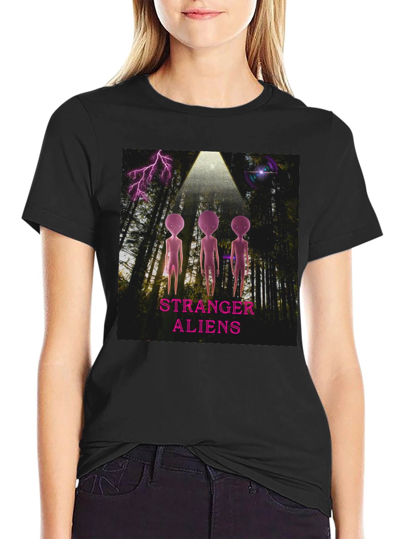 Stranger Aliens Graphic T-Shirt - Black Cotton Tee