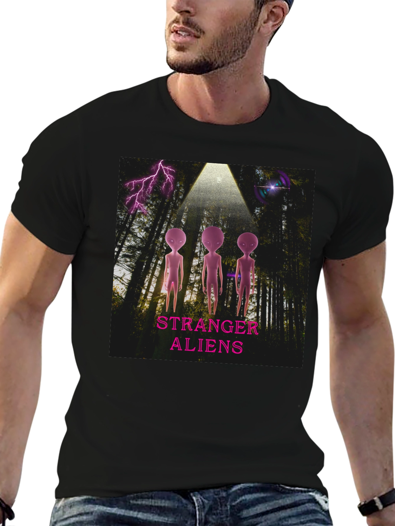 Stranger Aliens Graphic T-Shirt - Black Cotton Tee