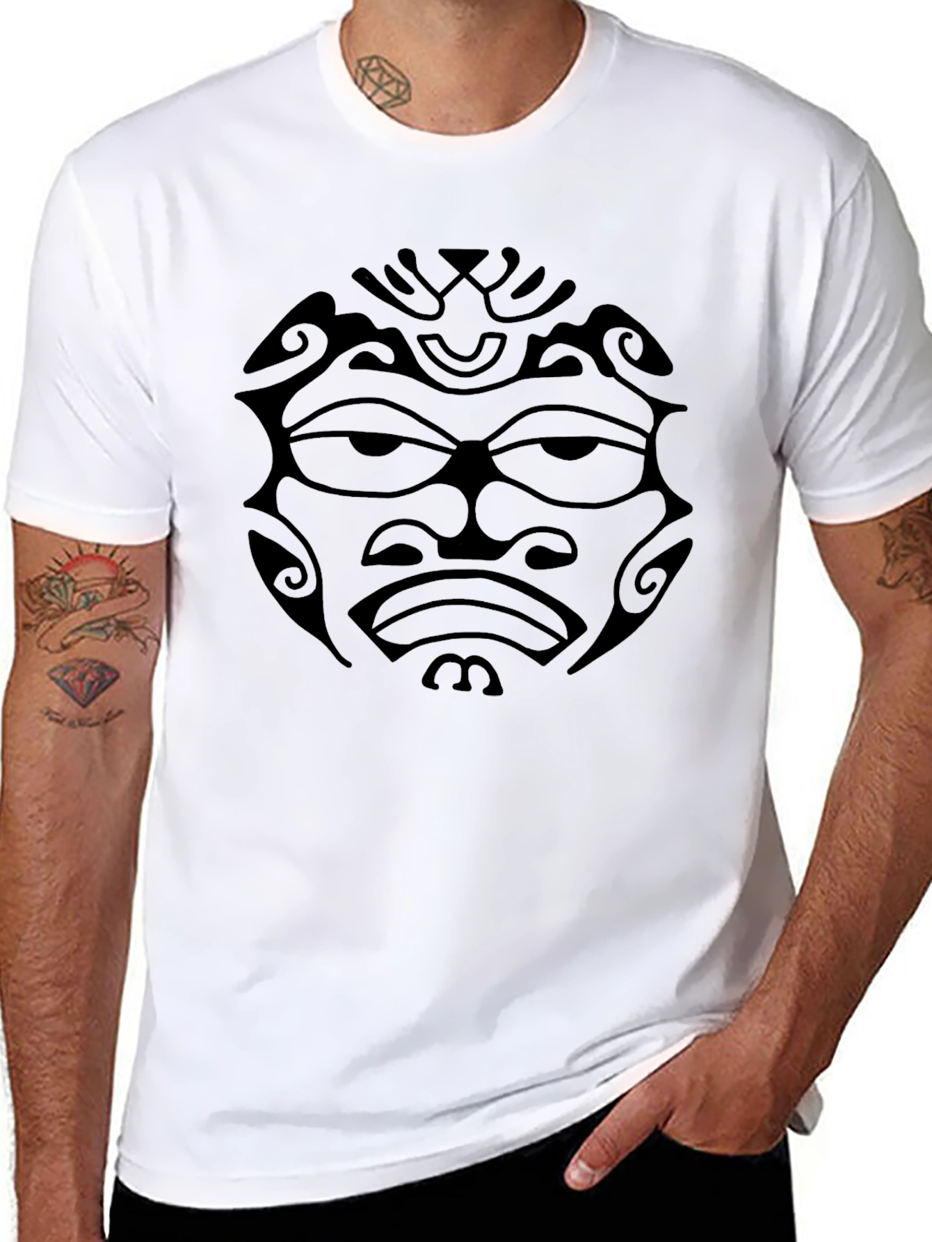 Tribal Face Graphic Black T-Shirt