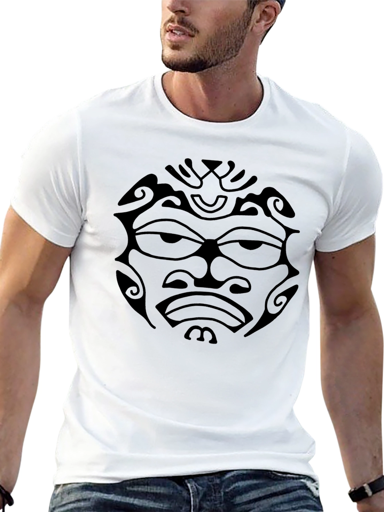 Tribal Face Graphic Black T-Shirt