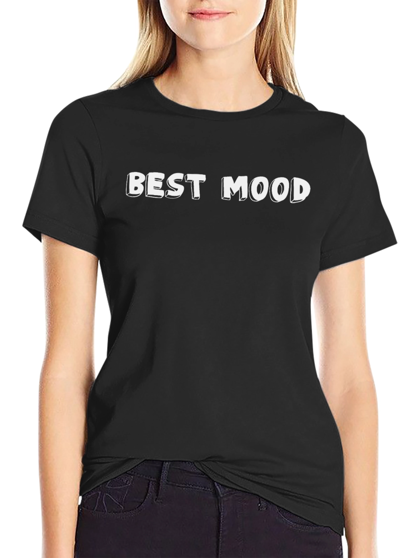 Best Mood Black Graphic Tee - Casual Comfort