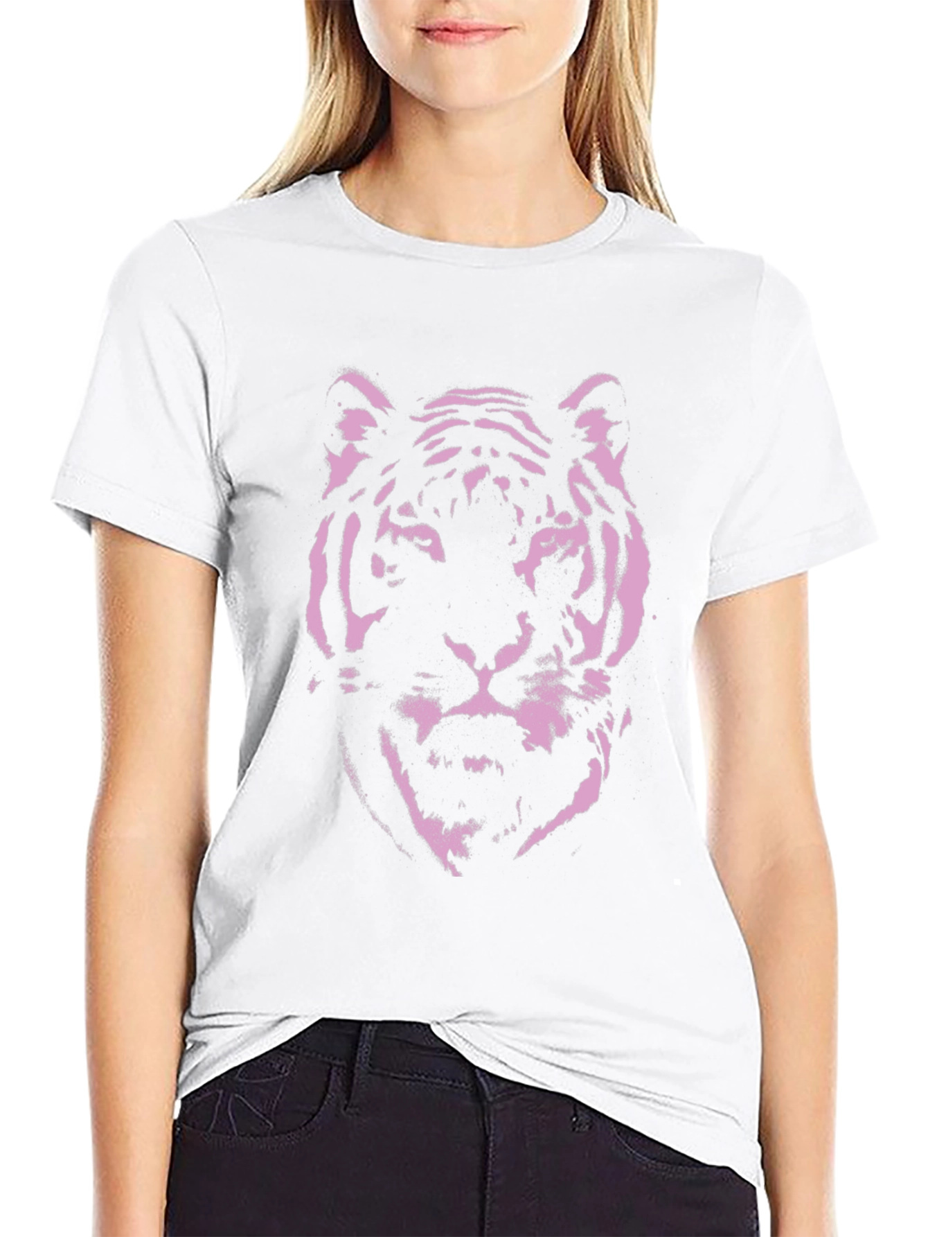 Pink Tiger Graphic Black T-Shirt
