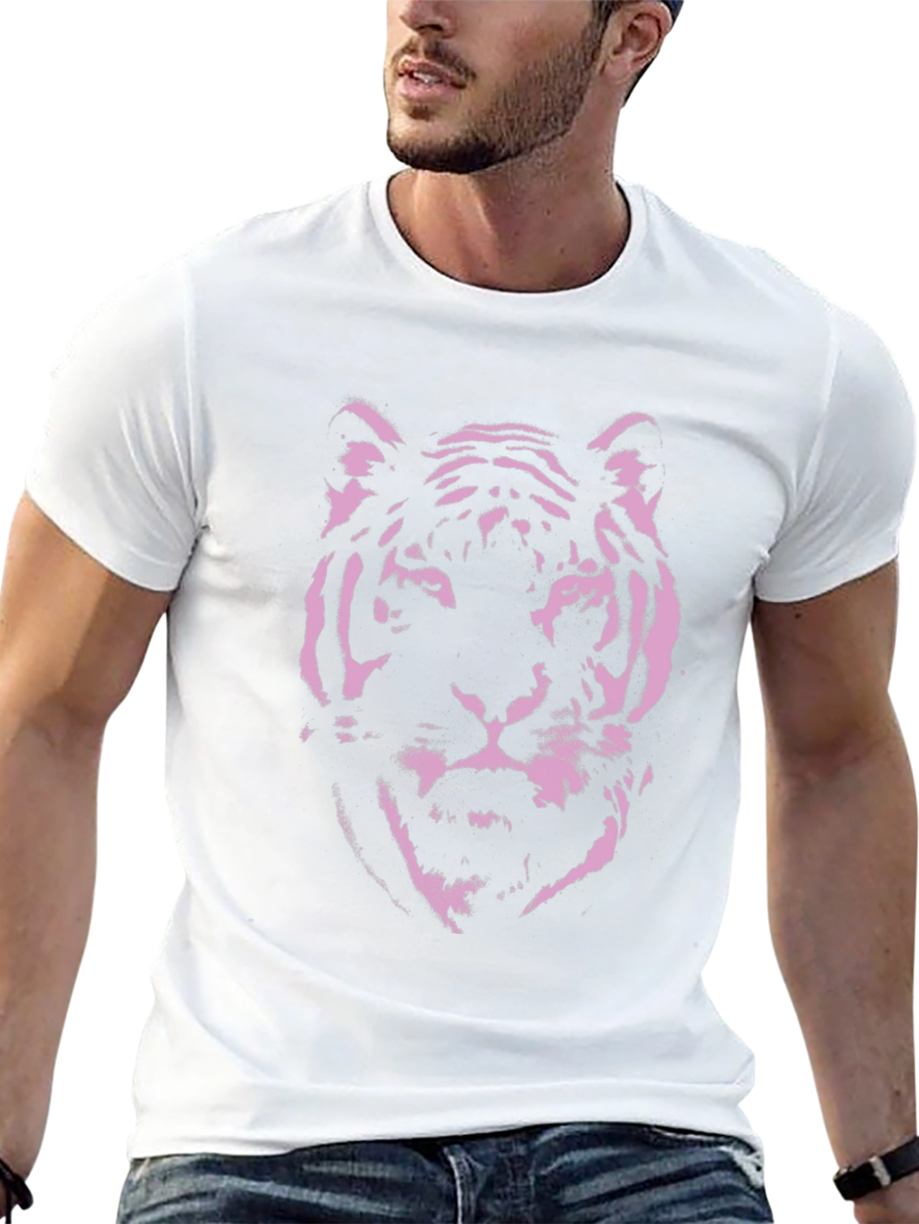 Pink Tiger Graphic Black T-Shirt