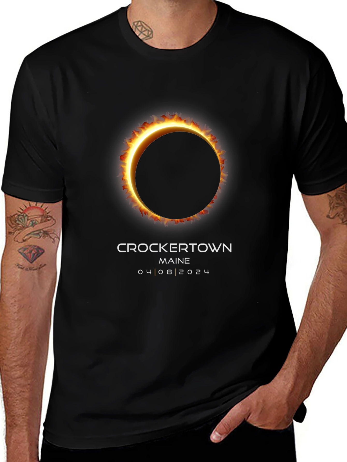 Crockertown Maine Eclipse 04/08/2024 Black T-Shirt
