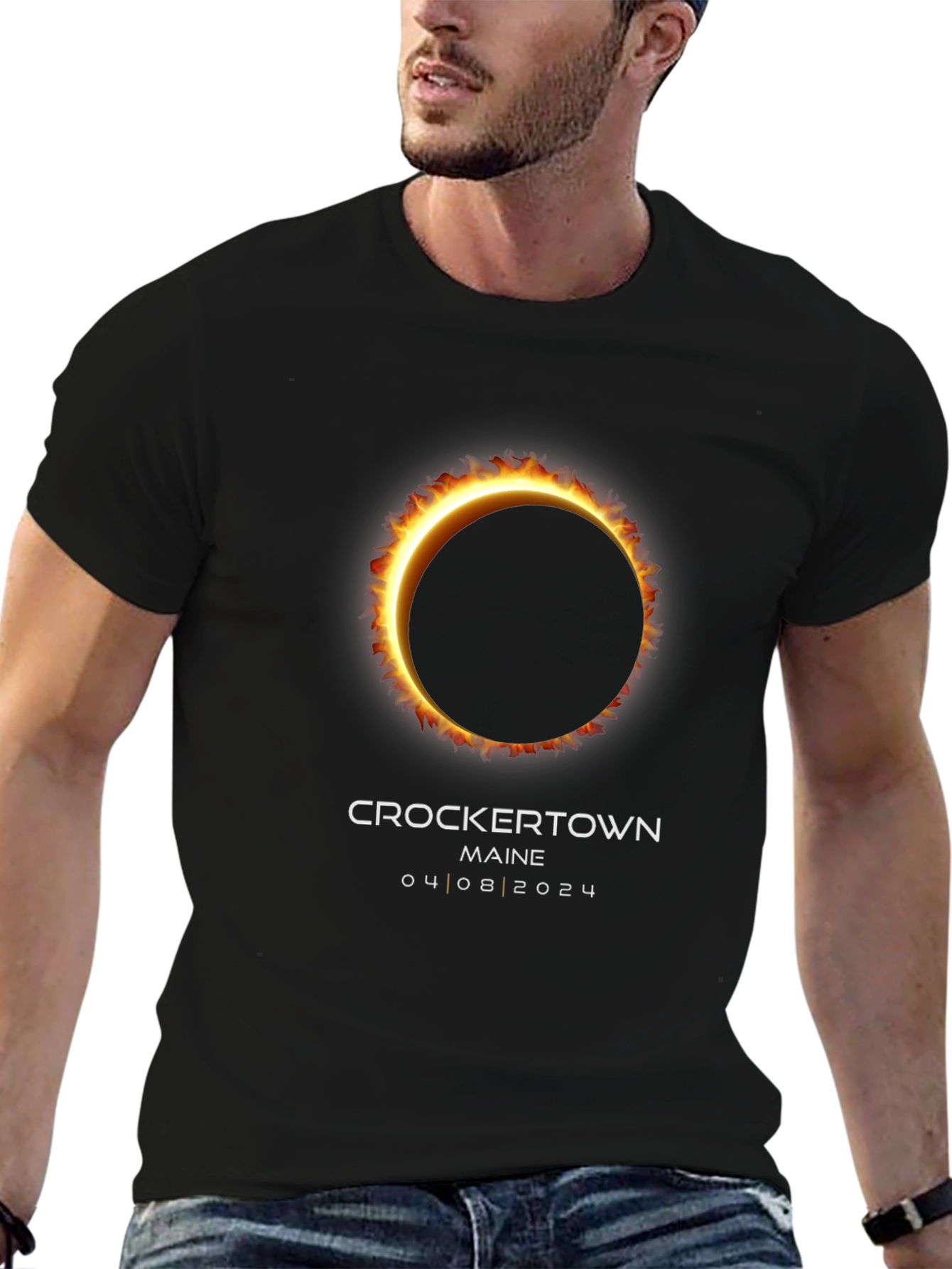 Crockertown Maine Eclipse 04/08/2024 Black T-Shirt