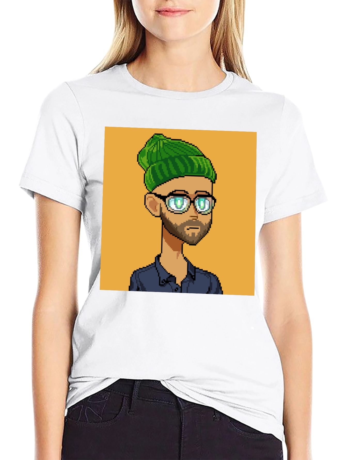 Pixel Art Portrait Black T-Shirt