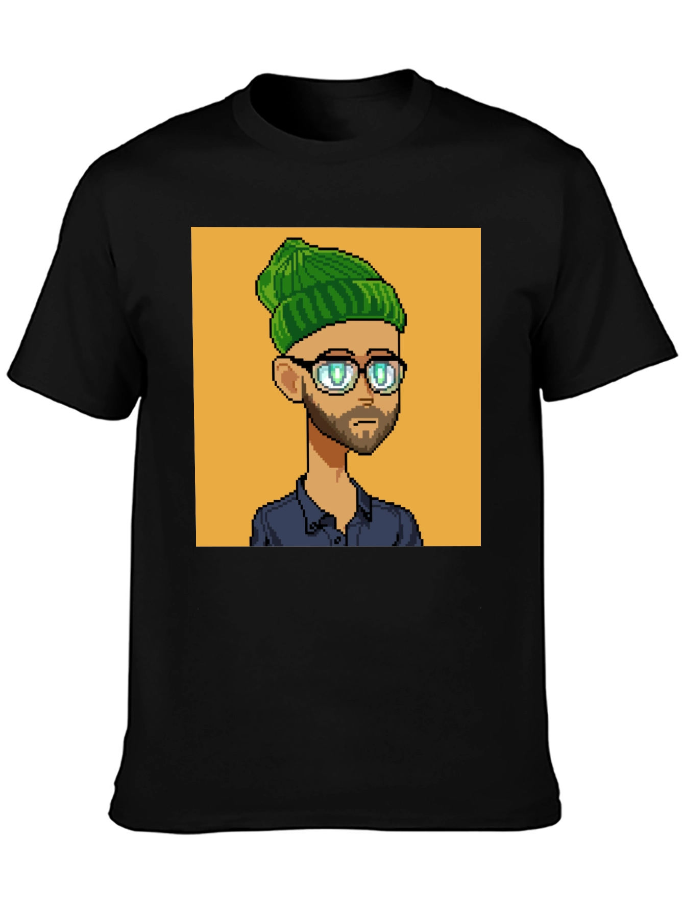 Pixel Art Portrait Black T-Shirt