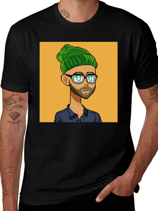 Pixel Art Portrait Black T-Shirt