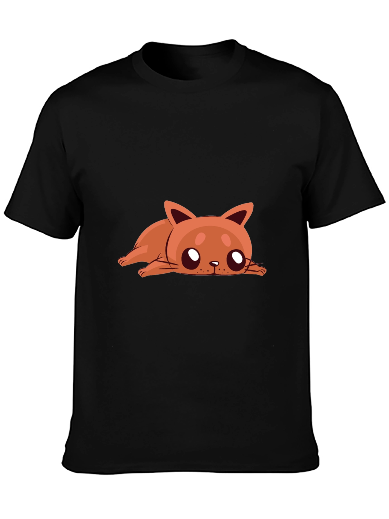 Cute Cartoon Cat Graphic Black T-Shirt