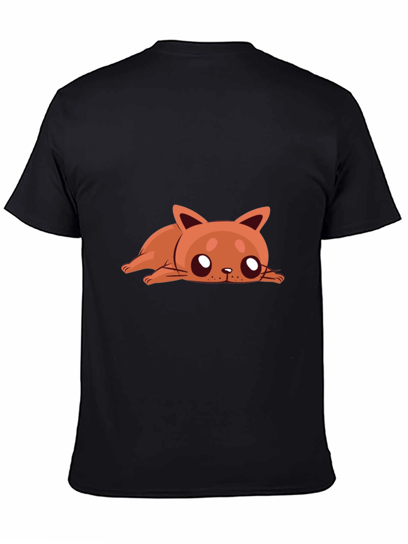Cute Cartoon Cat Graphic Black T-Shirt