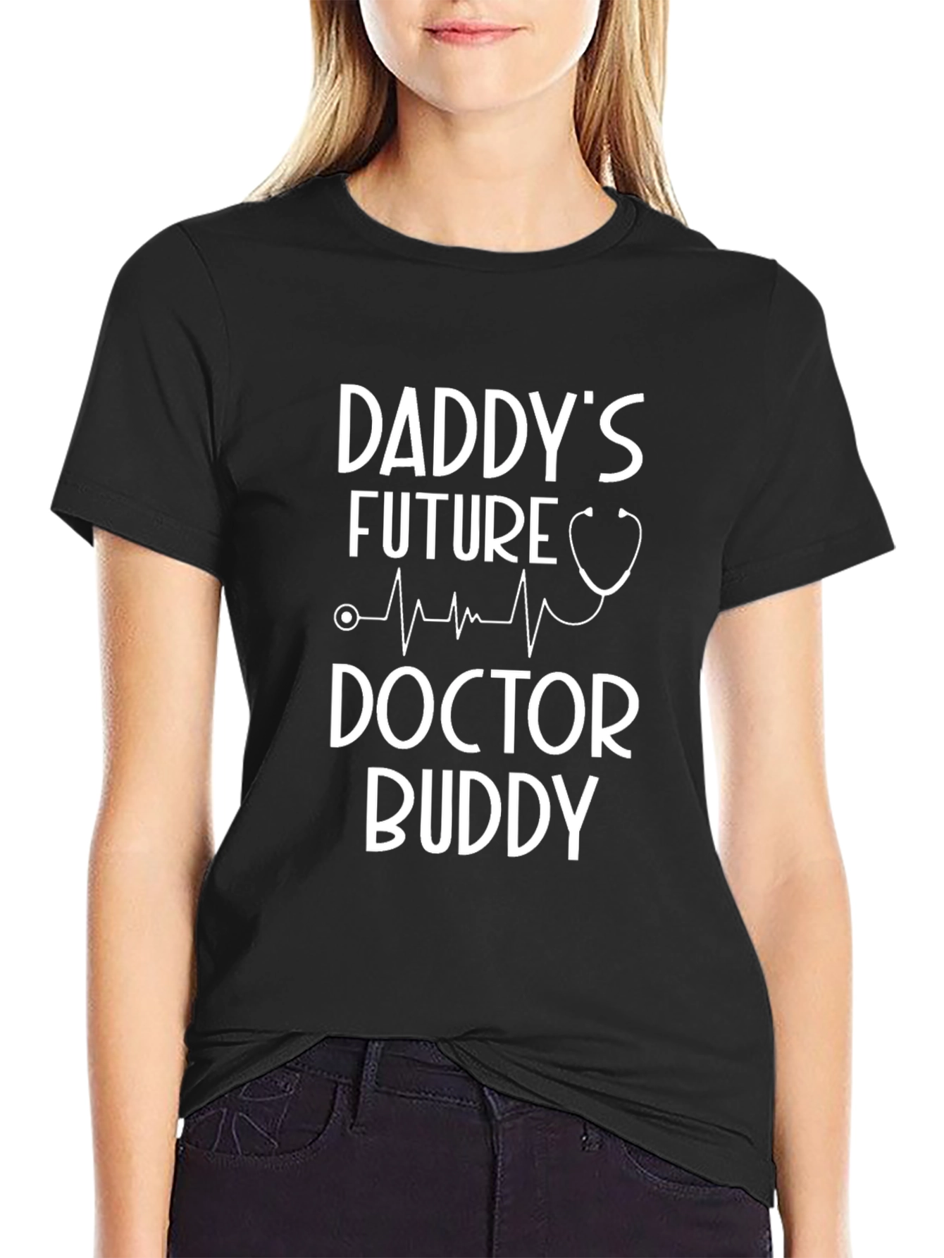 Daddys Future Doctor Buddy Black T-Shirt