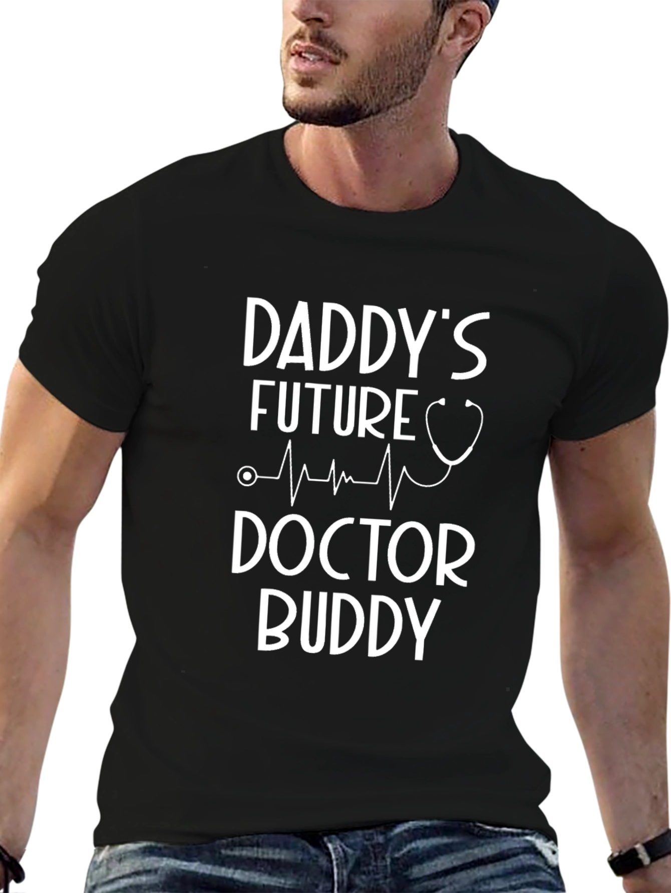 Daddys Future Doctor Buddy Black T-Shirt