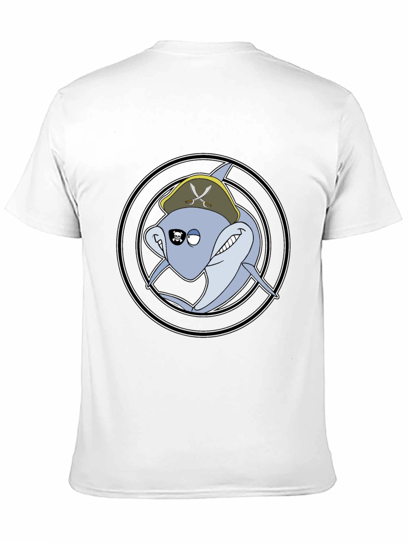 Pirate Shark Graphic Tee - Black Cotton T-Shirt
