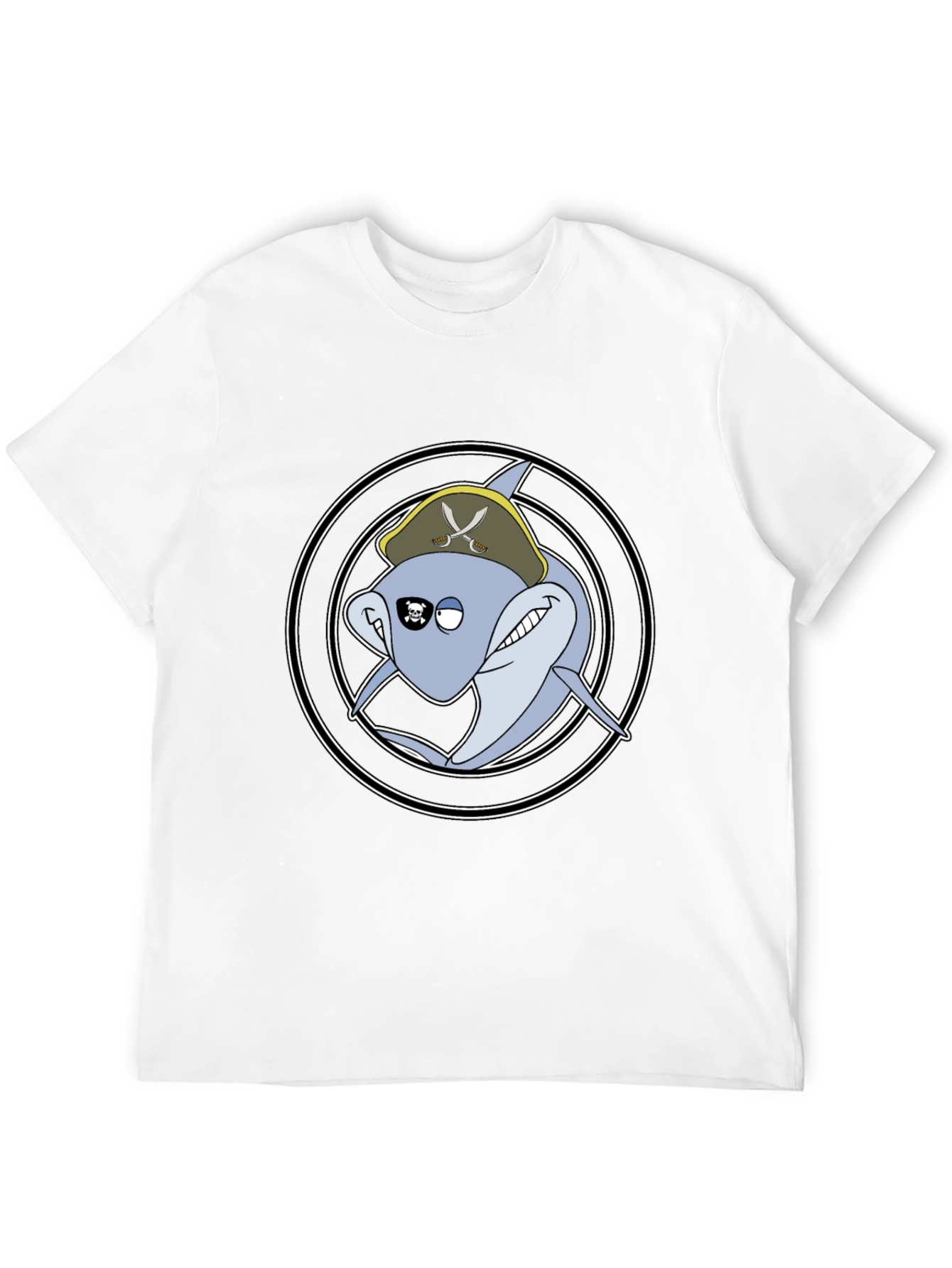 Pirate Shark Graphic Tee - Black Cotton T-Shirt