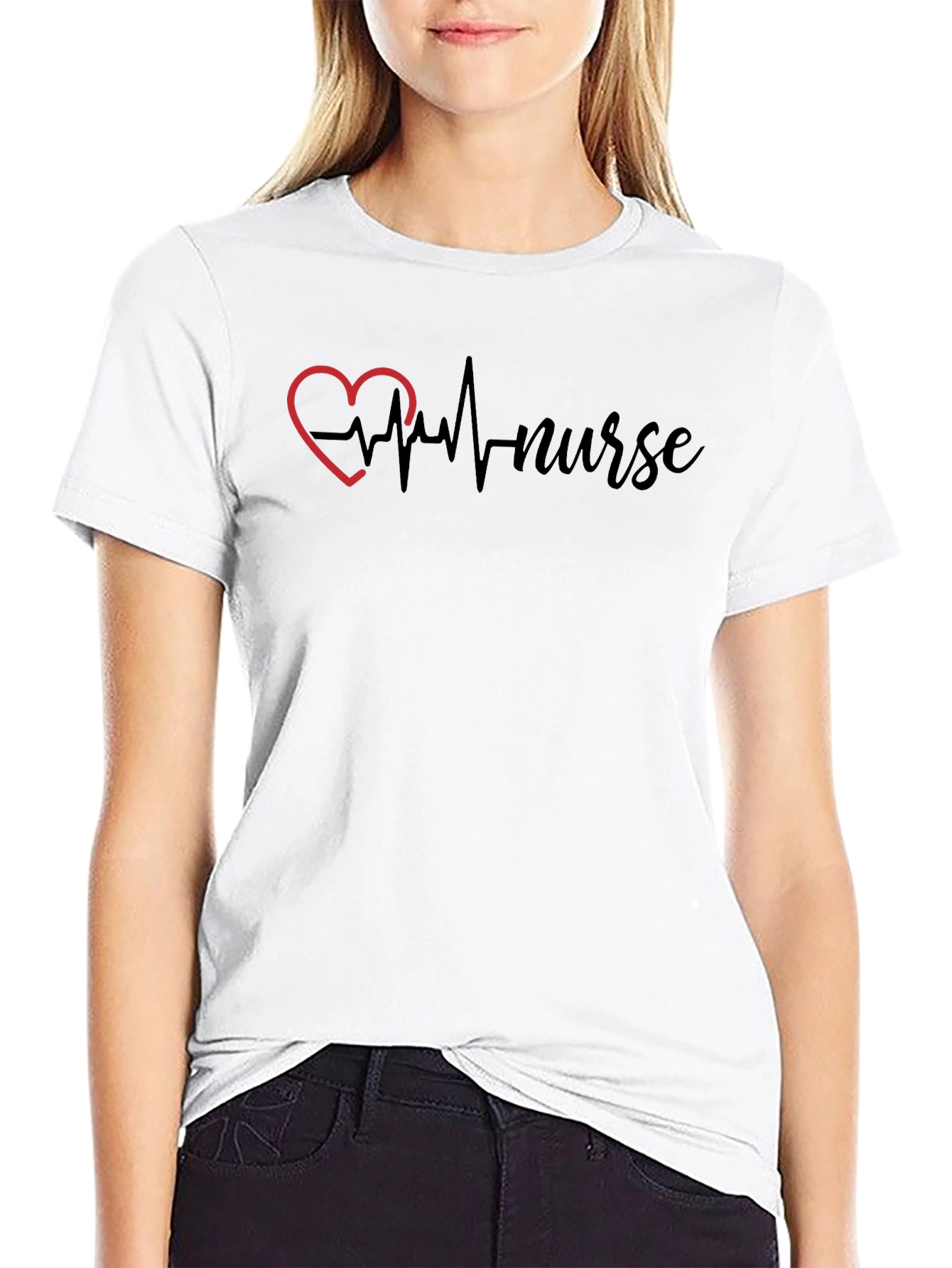 Nurse Heartbeat Graphic Tee - Black