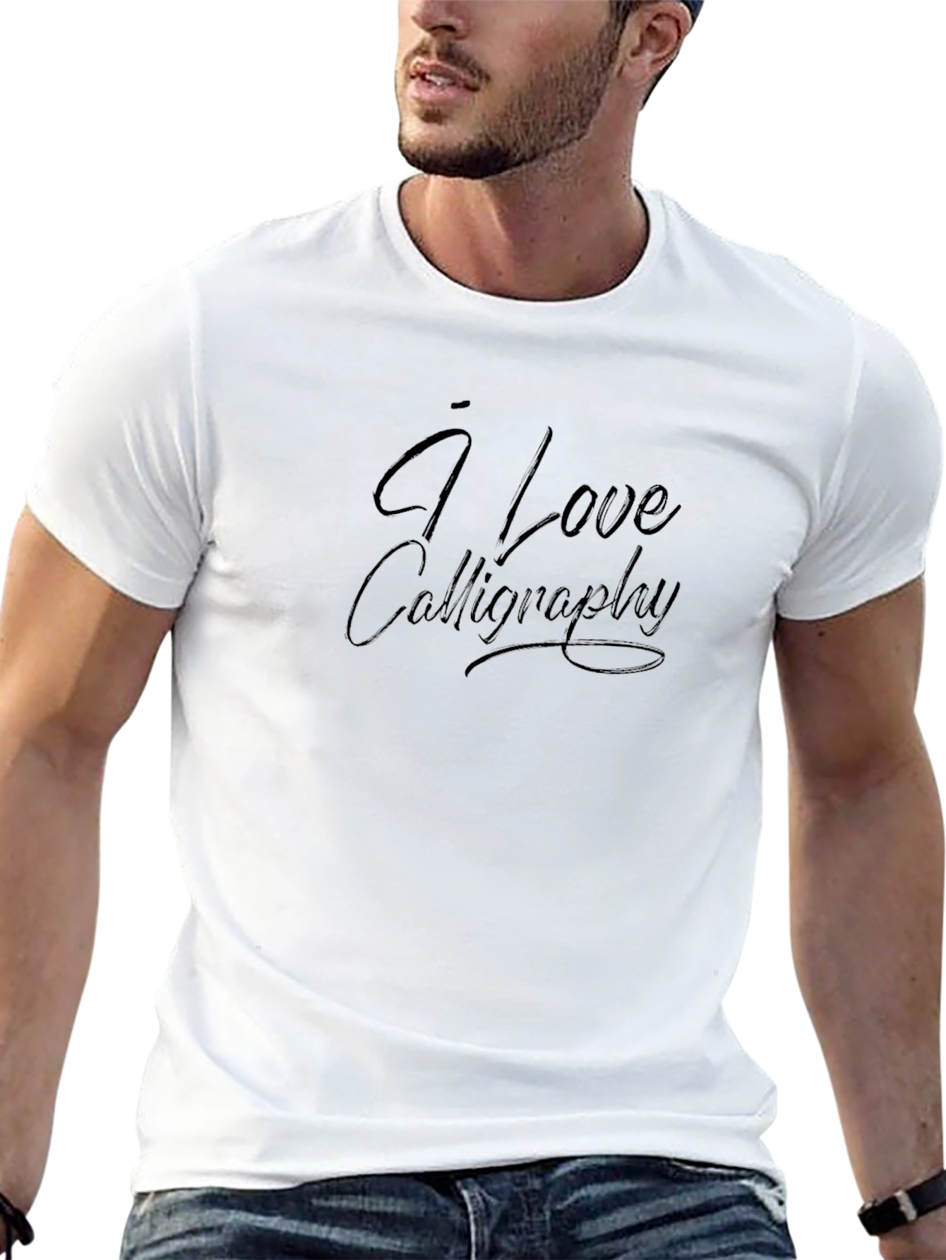 I Love Calligraphy Black Graphic Tee Shirt