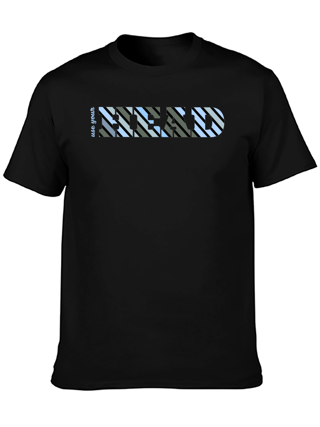Use Your Head Striped Graphic Tee - Black