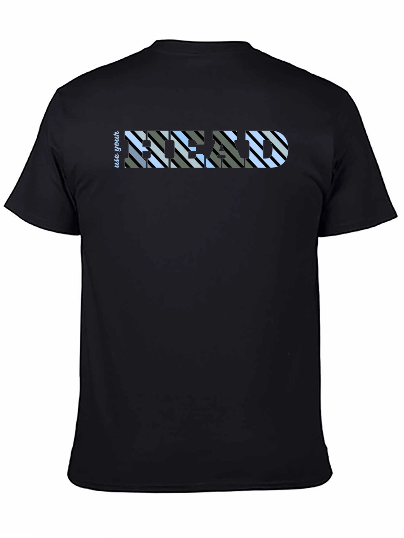 Use Your Head Striped Graphic Tee - Black