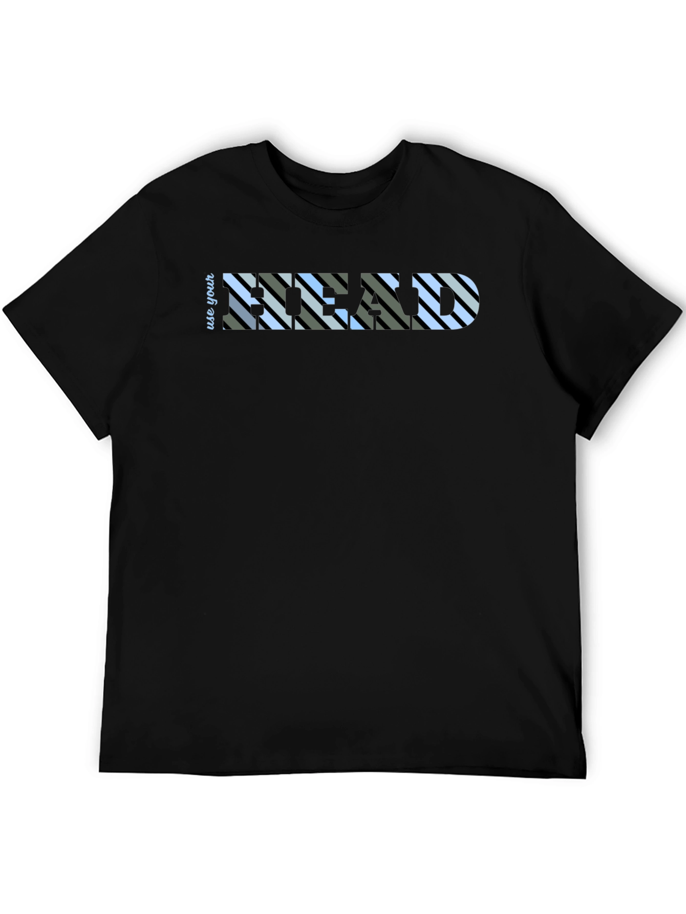Use Your Head Striped Graphic Tee - Black