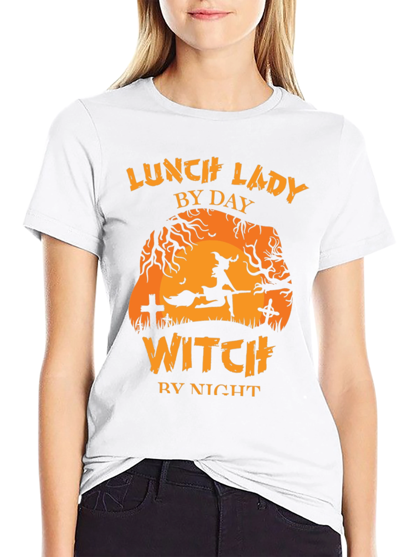 Lunch Lady By Day Witch By Night Halloween T-Shirt