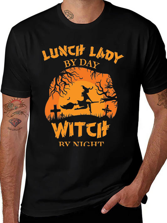 Lunch Lady By Day Witch By Night Halloween T-Shirt