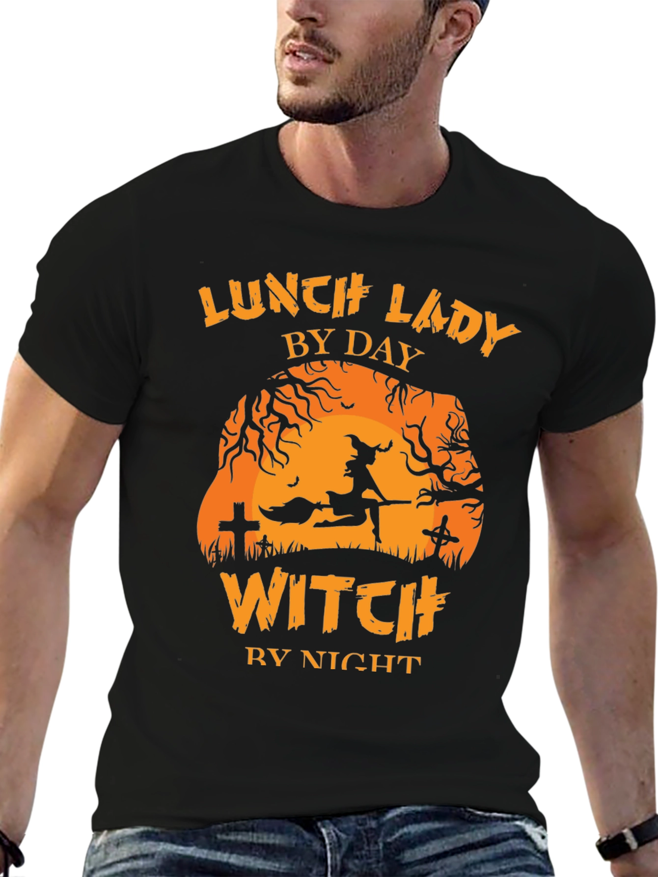 Lunch Lady By Day Witch By Night Halloween T-Shirt