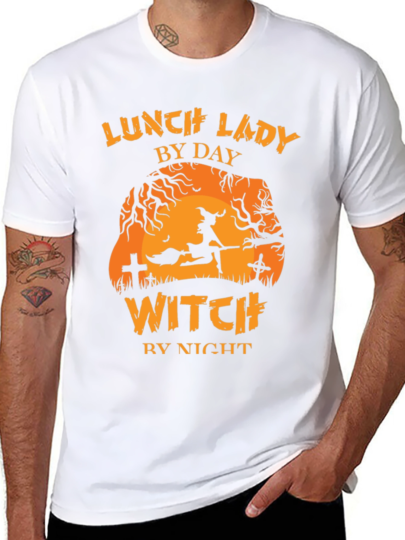 Lunch Lady By Day Witch By Night Halloween T-Shirt