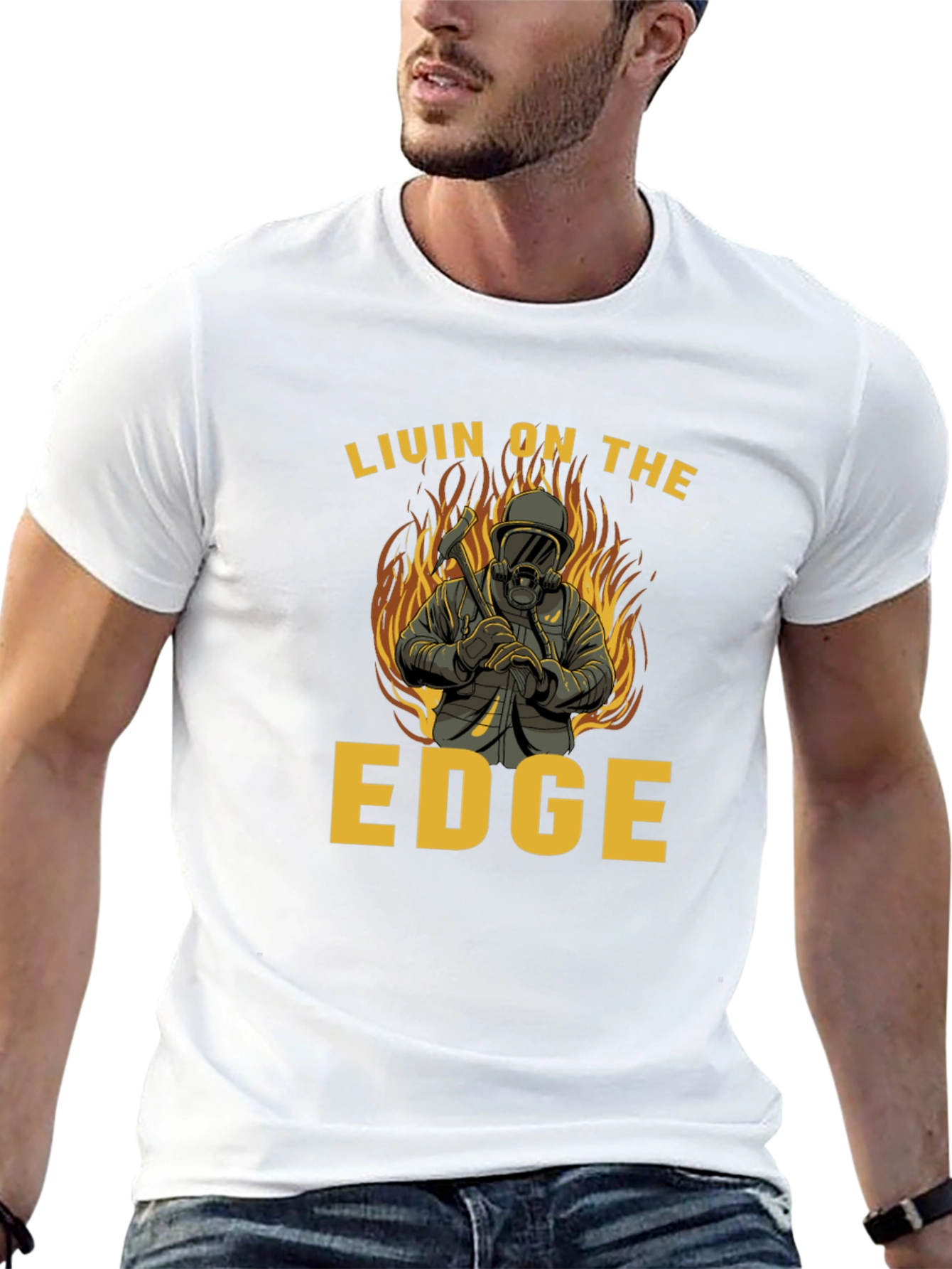Livin on the Edge Firefighter T-Shirt