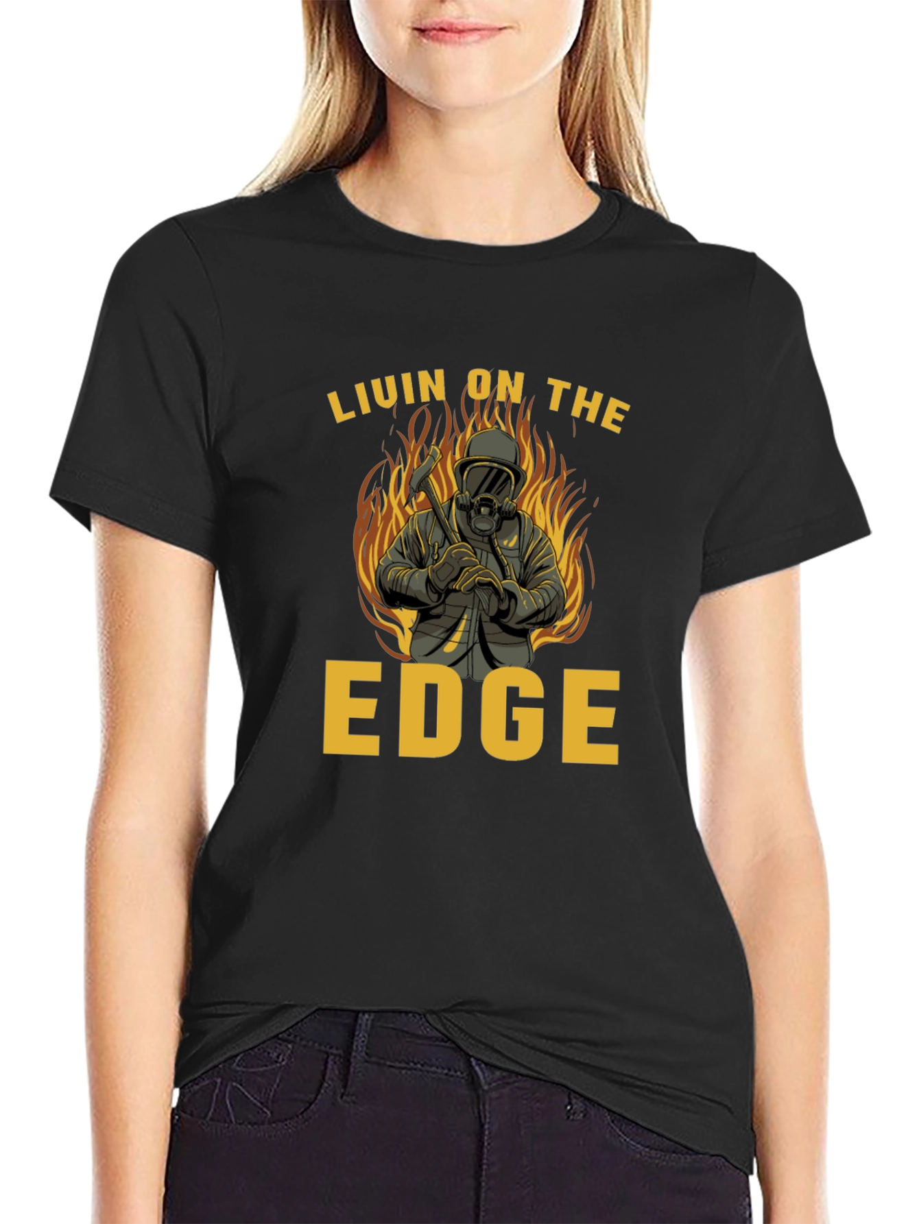 Livin on the Edge Firefighter T-Shirt