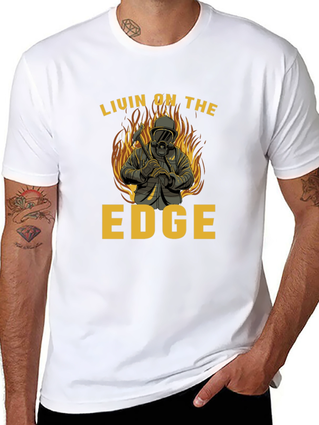 Livin on the Edge Firefighter T-Shirt