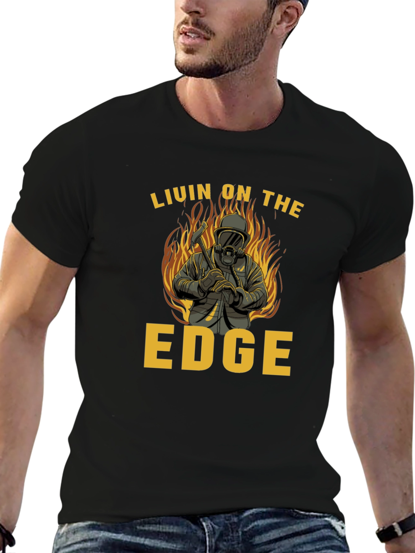 Livin on the Edge Firefighter T-Shirt