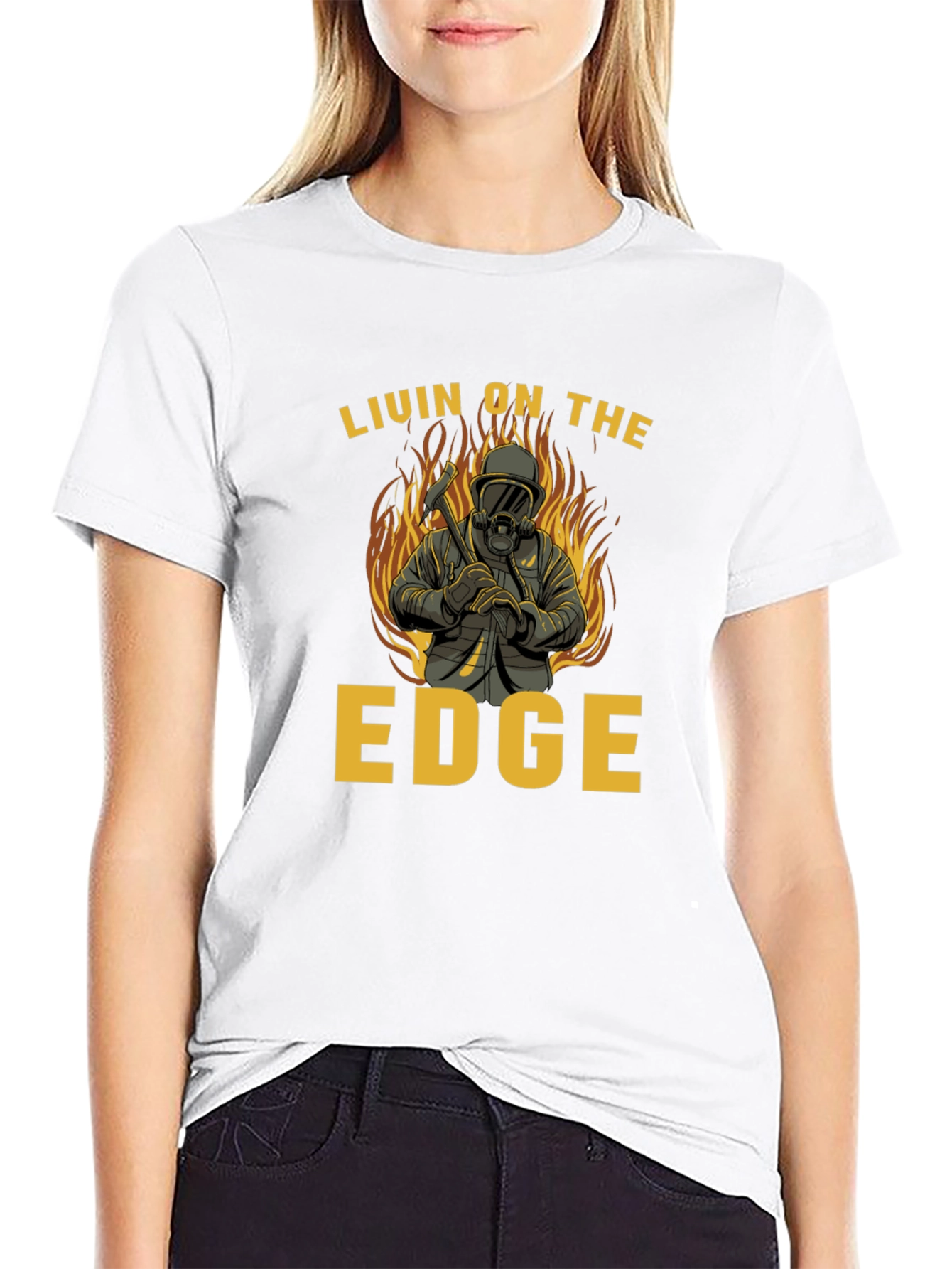Livin on the Edge Firefighter T-Shirt
