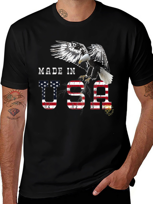 Made in USA Eagle Graphic Tee - Patriotic Black T-Shirt
