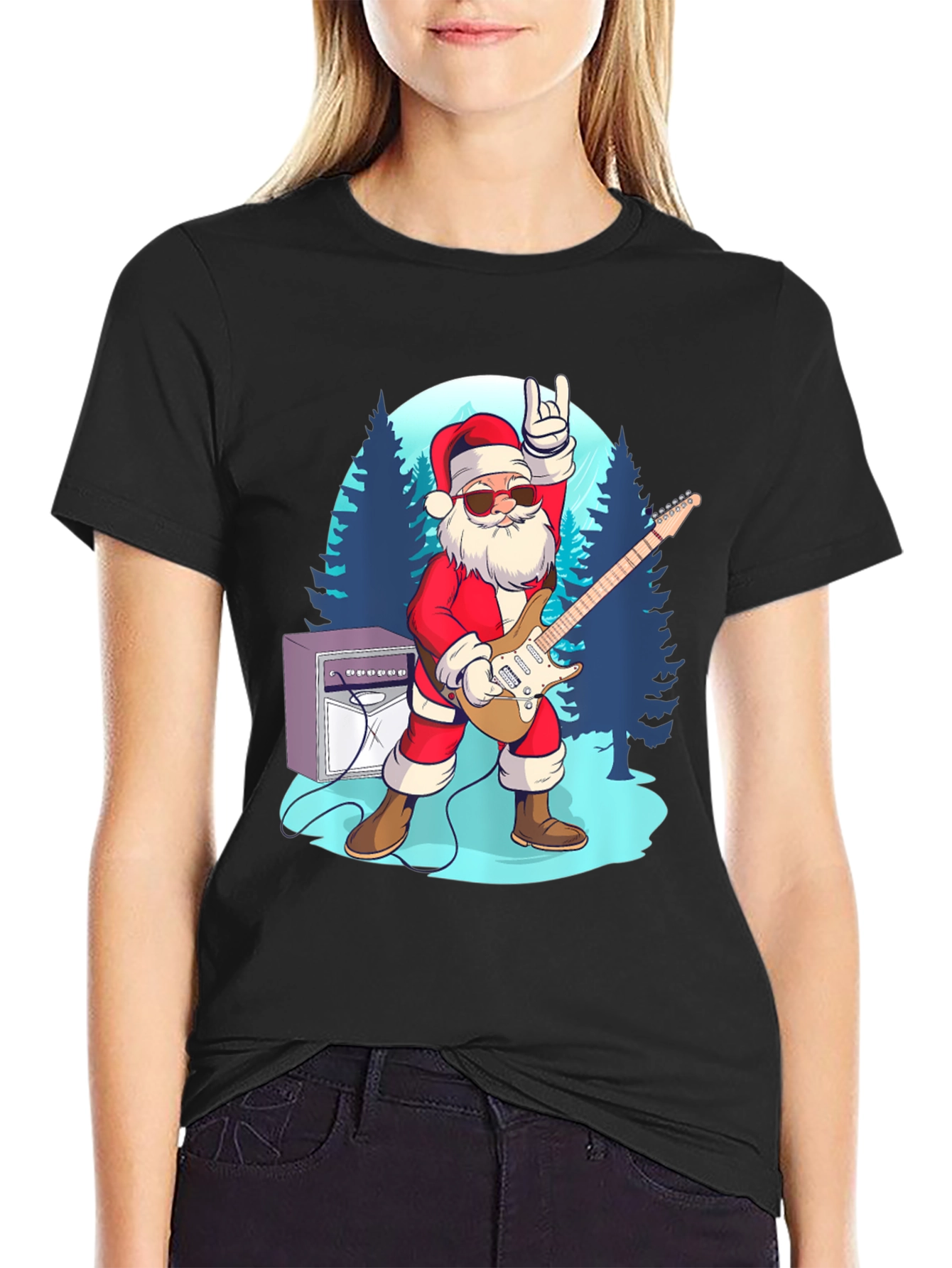Rockin Santa T-Shirt - Holiday Cheer!