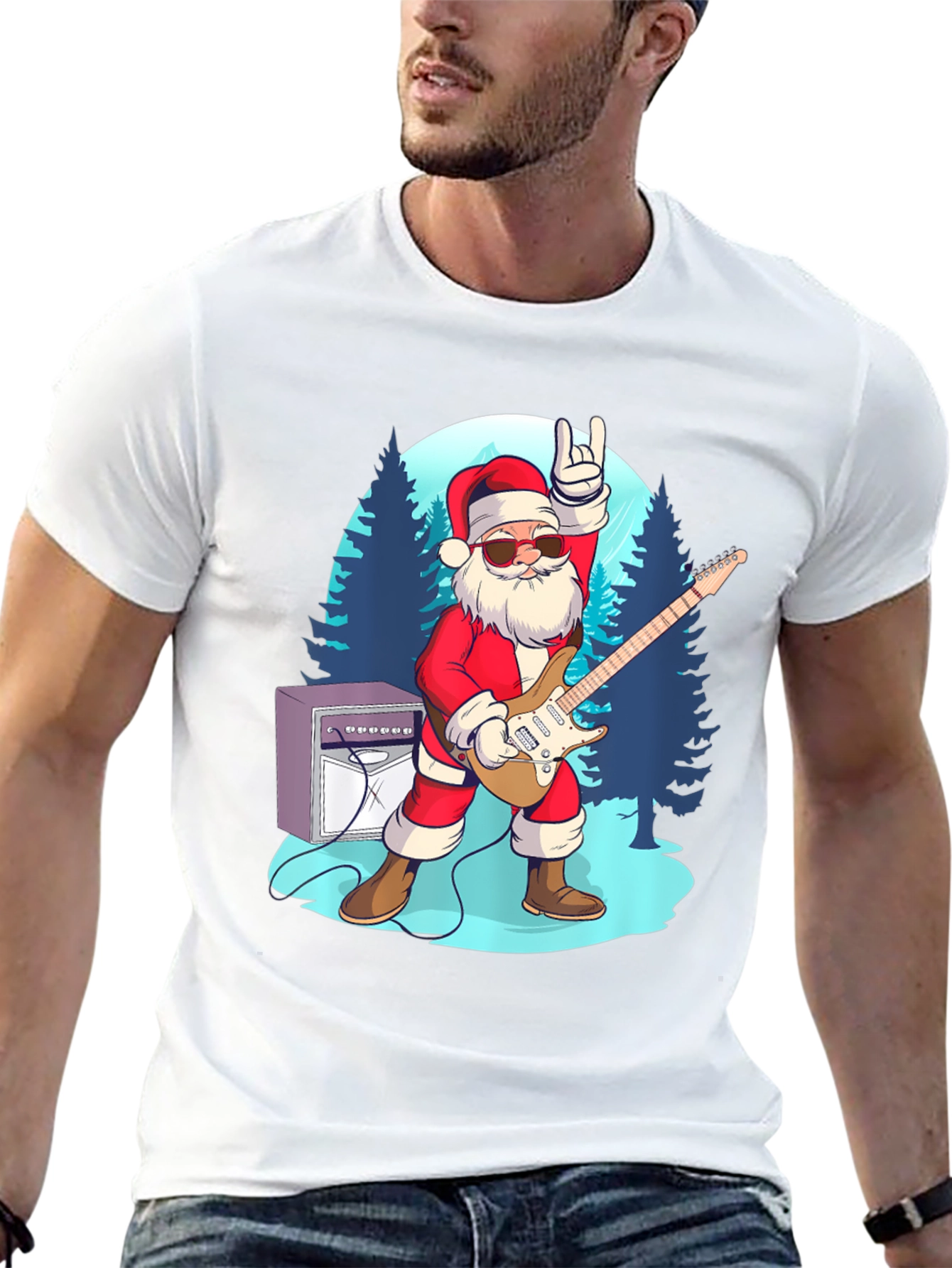 Rockin Santa T-Shirt - Holiday Cheer!