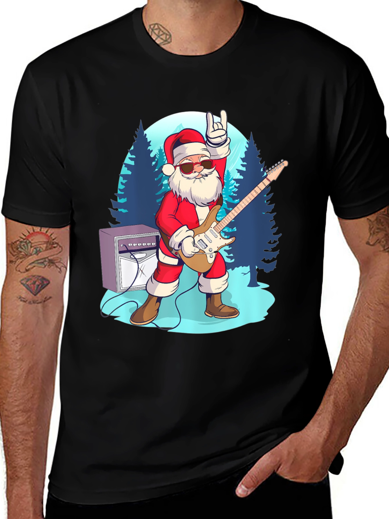 Rockin Santa T-Shirt - Holiday Cheer!