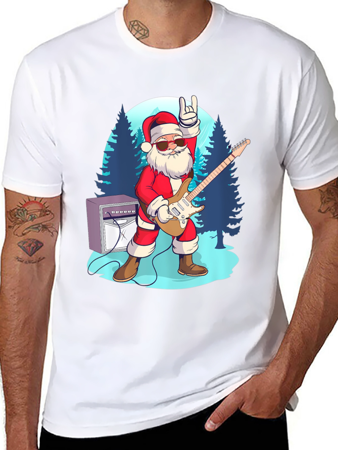 Rockin Santa T-Shirt - Holiday Cheer!