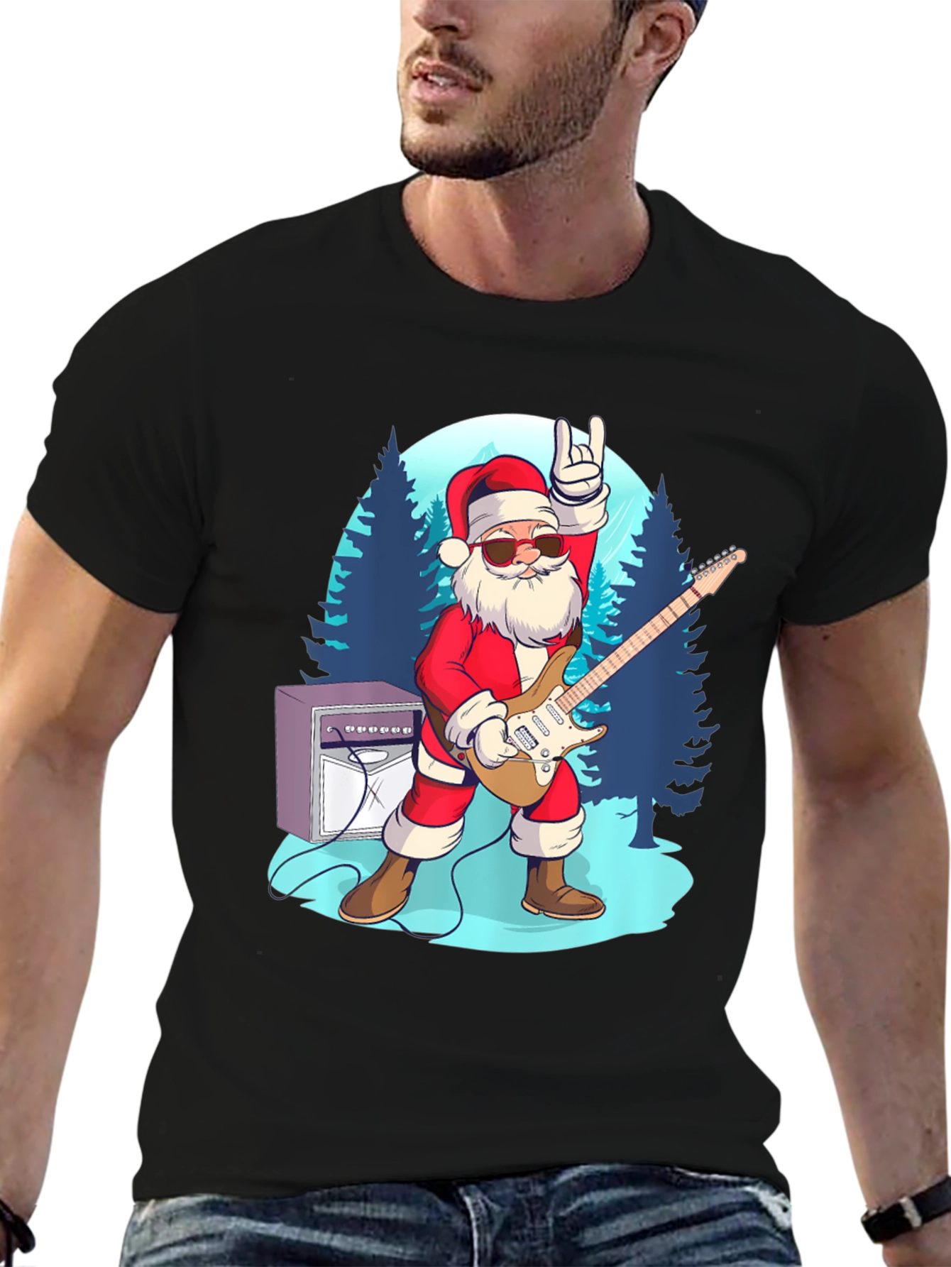 Rockin Santa T-Shirt - Holiday Cheer!