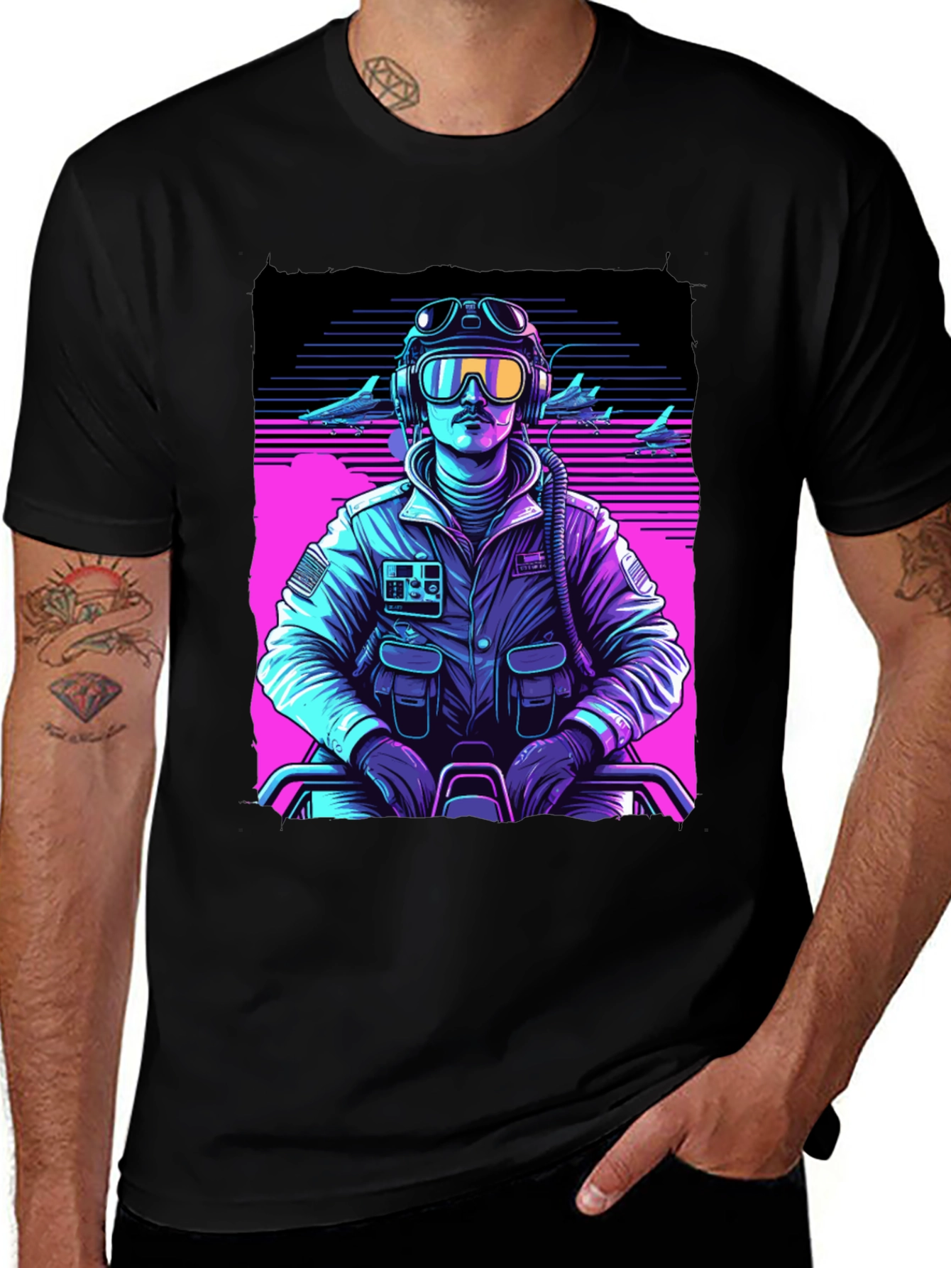 Retro Pilot Graphic Tee - 80s Inspired Design